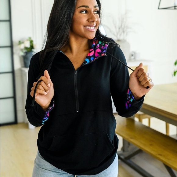 Shirley & Stone Audre Hoodie Neon Leopard Print - Picture 4 of 10